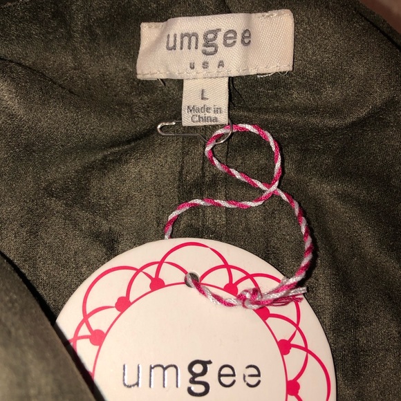 Umgee Waterfall Drape Faux Suede Cropped Open Army Green Cardigan Jacket NWT - Picture 5 of 7